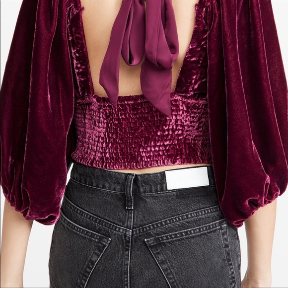 Free People Marie Velvet Open Back Top in Queen Pomegranite Size XL - Picture 10 of 13